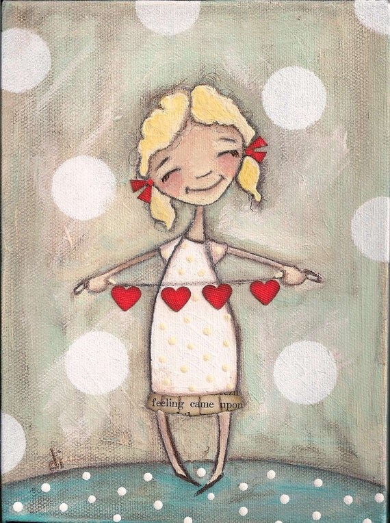 Print of my original folk art painting -  Heartstrings - Duda Daze