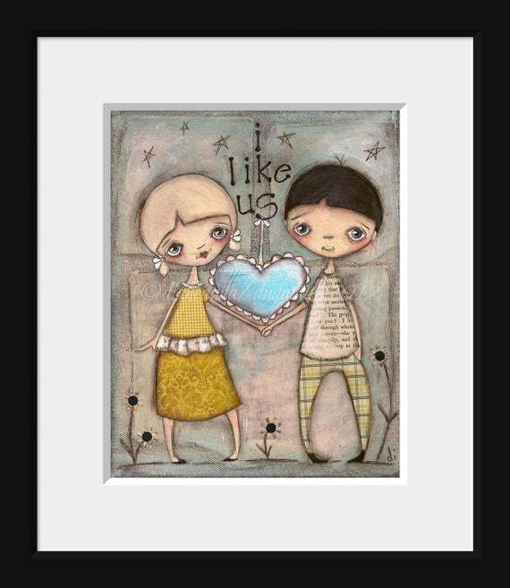 Customizable Print of my original mixed-media painting - I Like Us