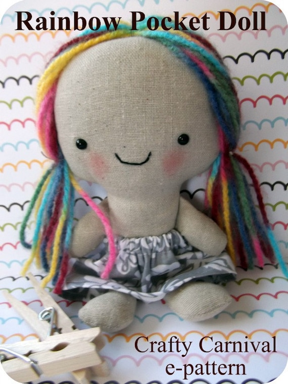 e pattern and picture tutorial for Rainbow Pocket Doll super cute and easy to sew