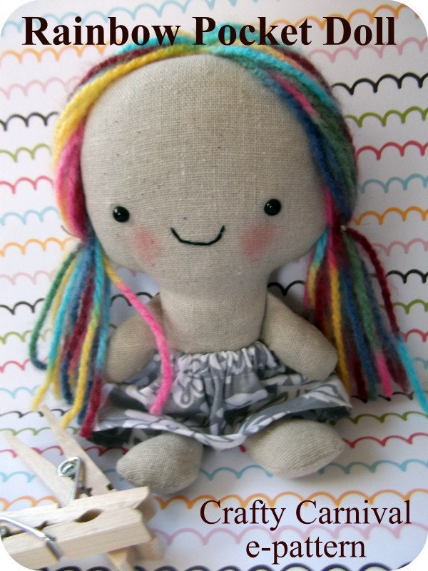 e pattern and picture tutorial for Rainbow Pocket Doll super cute and easy to sew