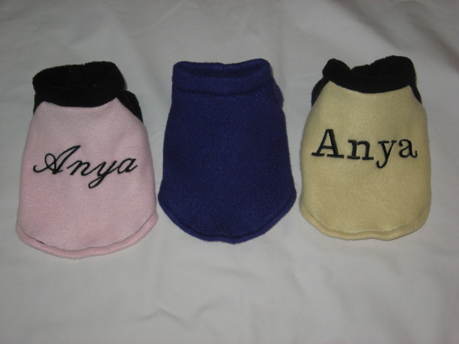 Personalized fleece dog shirt  available in 3 sizes xxs, xs, xs/s