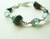 Green Turquoise Bracelet, Gemstone Bracelet, Sterling Silver Bracelet