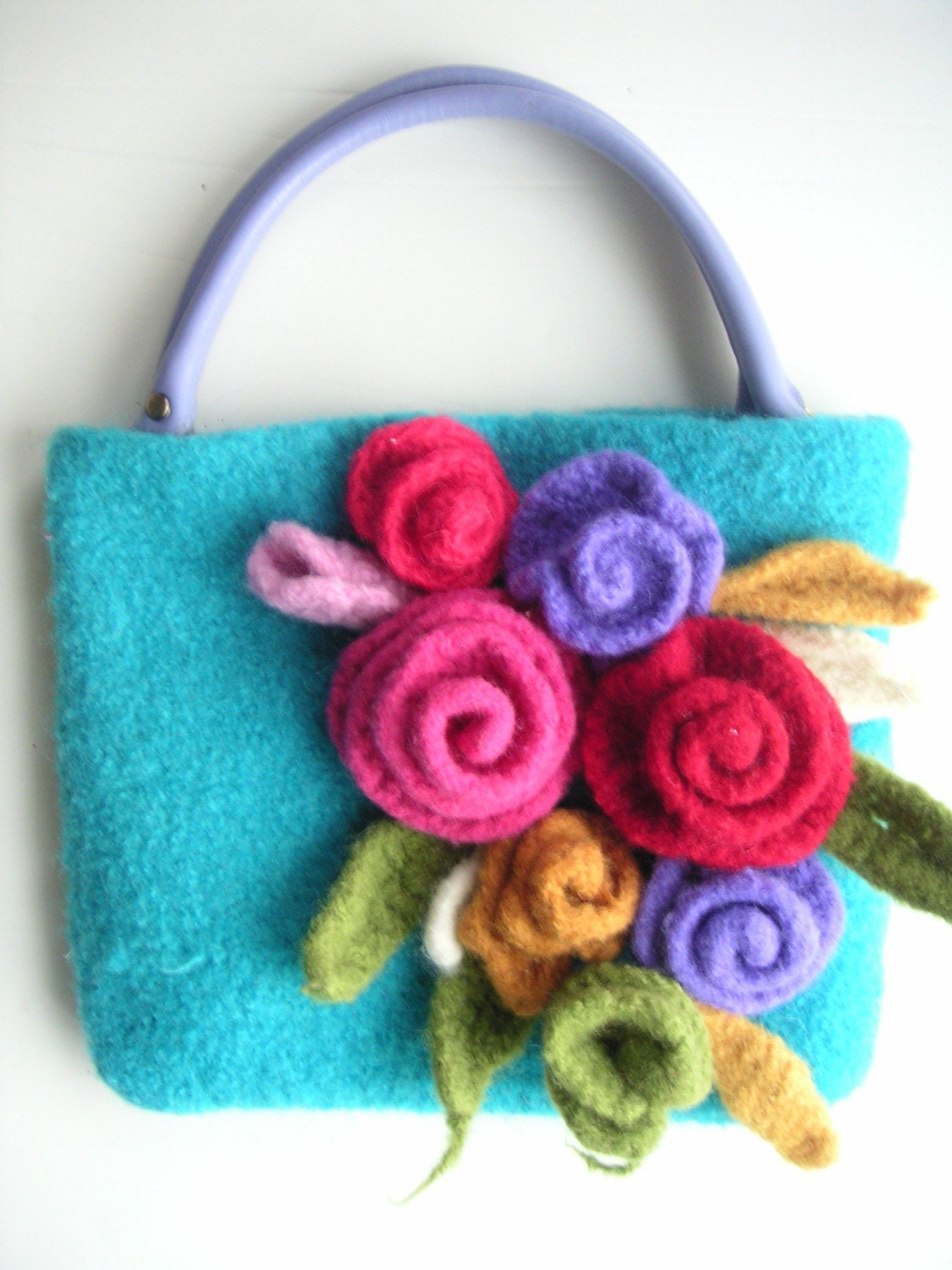 Felt Pattern FLOWER Purse Felted Wool Bag by GraceKnittingPattern