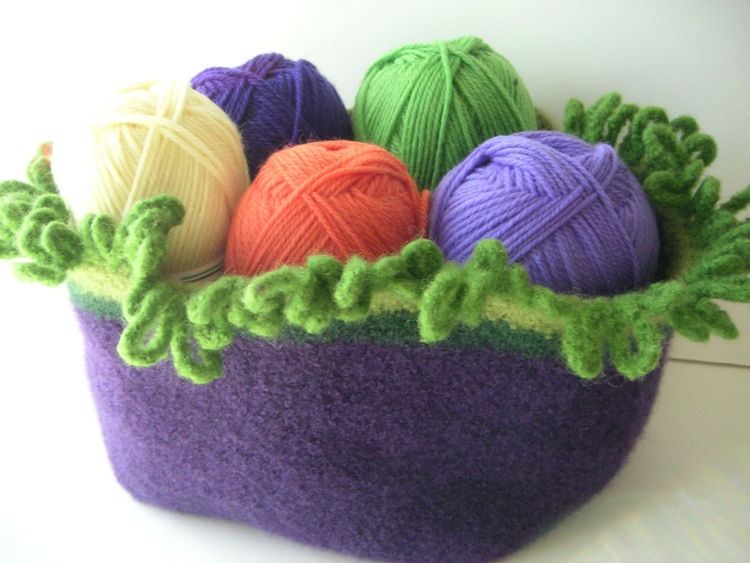 BASKET PATTERN Crochet Felted Wool Basket by GraceKnittingPattern