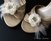 Wedding Feather Shoe Clips, Bridal Accessories, Wedding Accessories, Special Occasion Shoe Clips - Twittering Toes