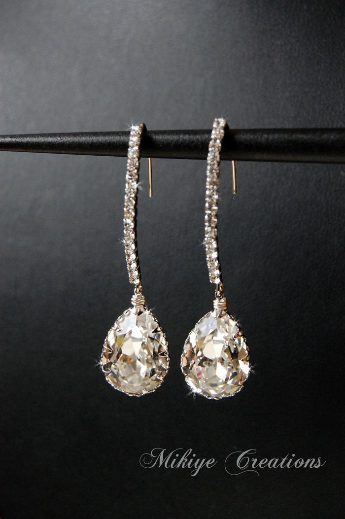 Bridal Earrings, Wedding Accessories, Wedding Chandelier Swarovski Crystal Cubic Zirconia Drop Earrings, Wedding Jewelry - Decadence