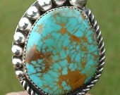 Turquoise ring sterling silver men size 12.5 twelve and a half  Choctaw native american indian made