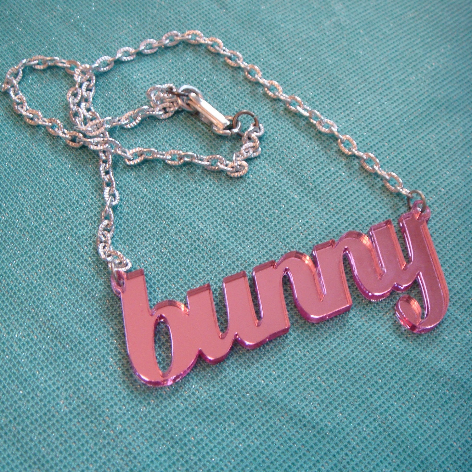Pink Acrylic BUNNY Necklace