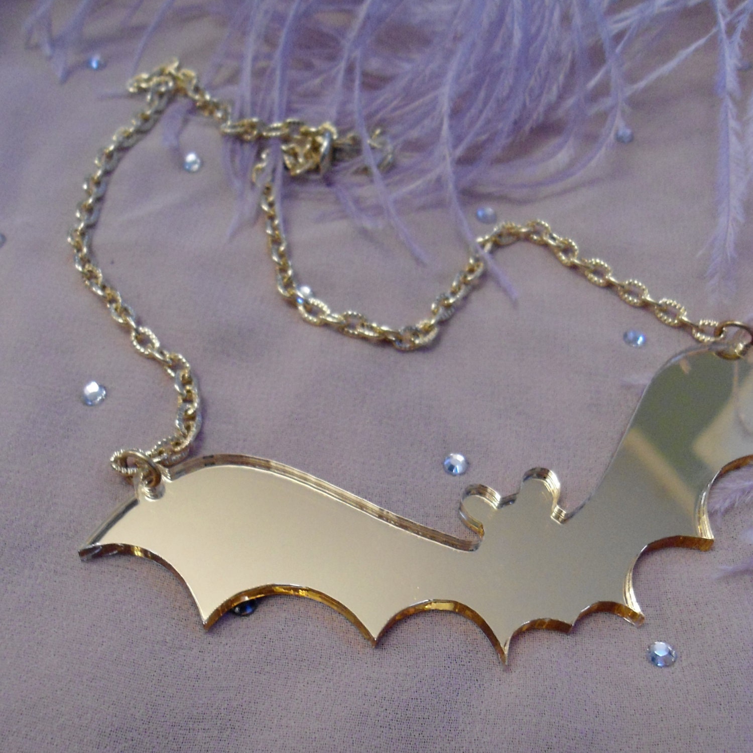 Gold Acrylic Bat Necklace