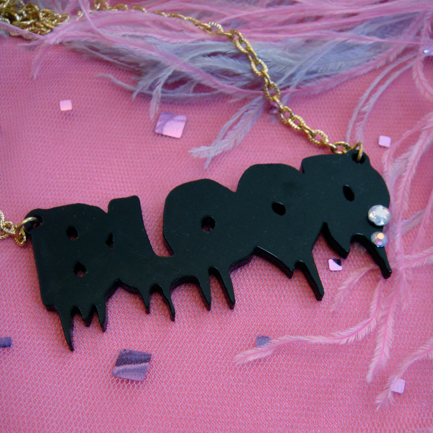 Black BLOOD Acrylic Necklace