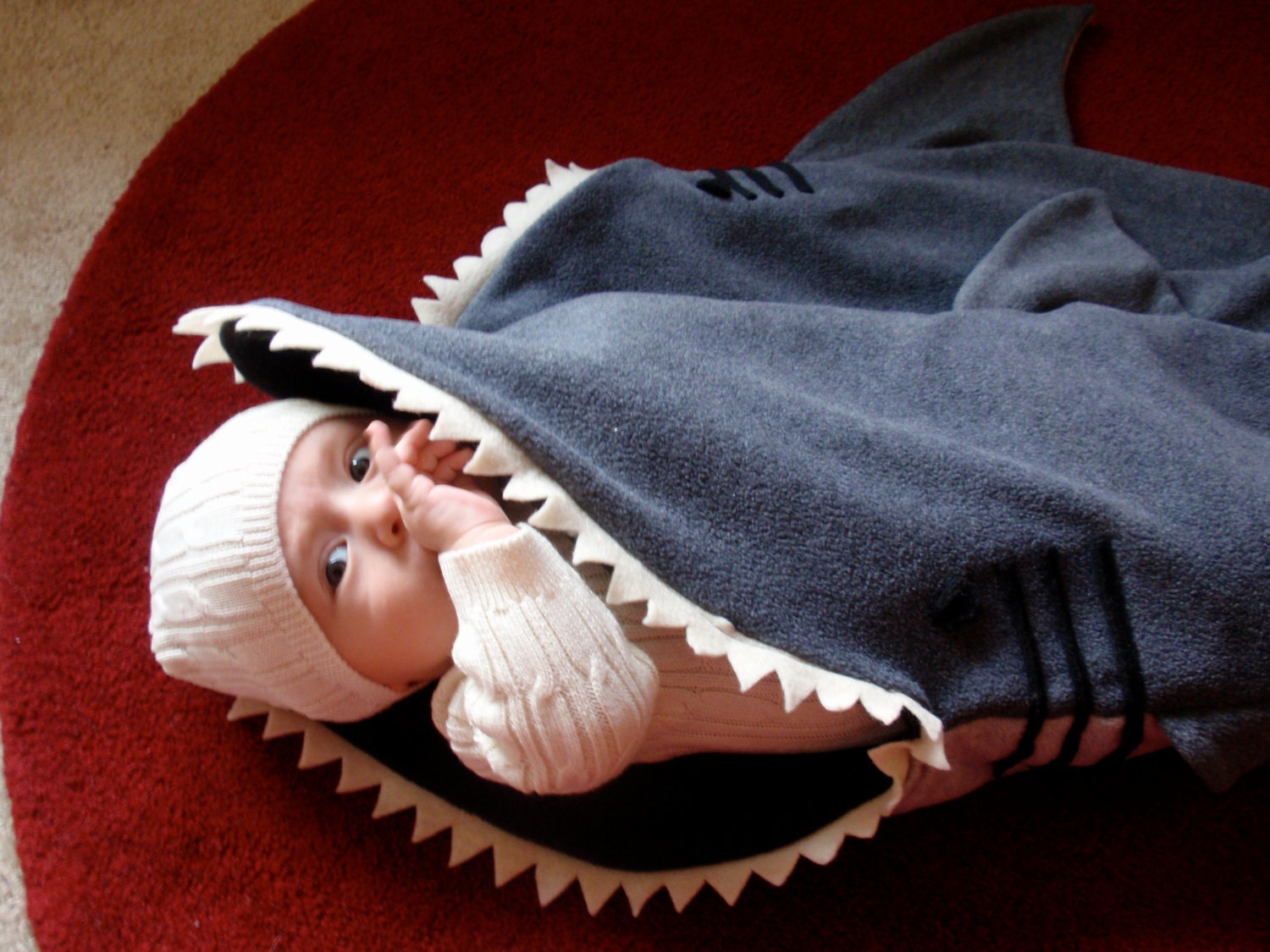Cat Bed Blanket - Simon The Shark - PetCosy - Silly Pet Sleeping Bag / Baby Photo Prop