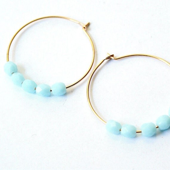 Powder Blue 14K GF Hoop Earrings