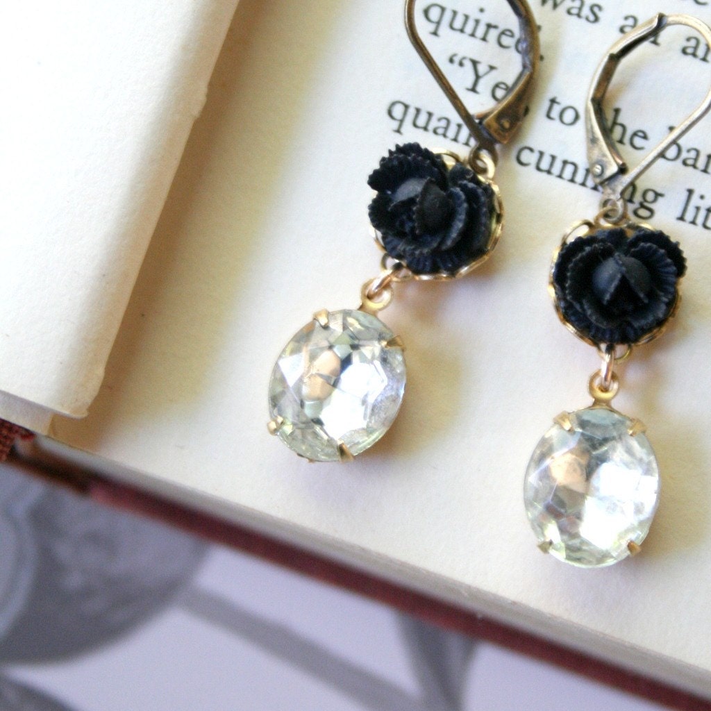 Black Rose Jewel Earrings