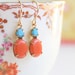 Coral and Turquoise Glass Earrings