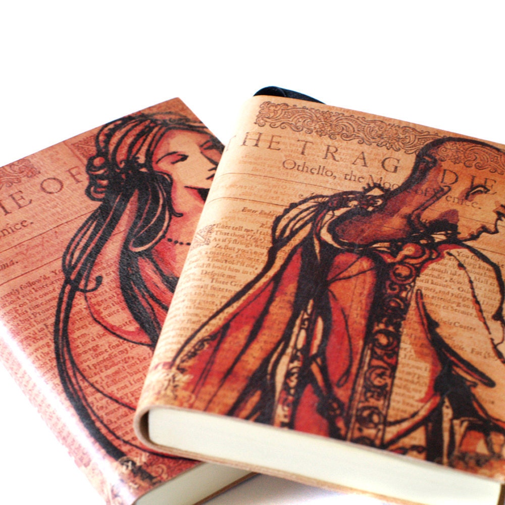 Pair of Othello Journals - Leatherbound Shakespeare Blank Book romantic couples
