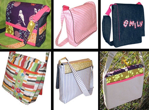 PATTERN Sewing Messenger Bag Style Pattern : Book Bag, Satchel, Diaper ...