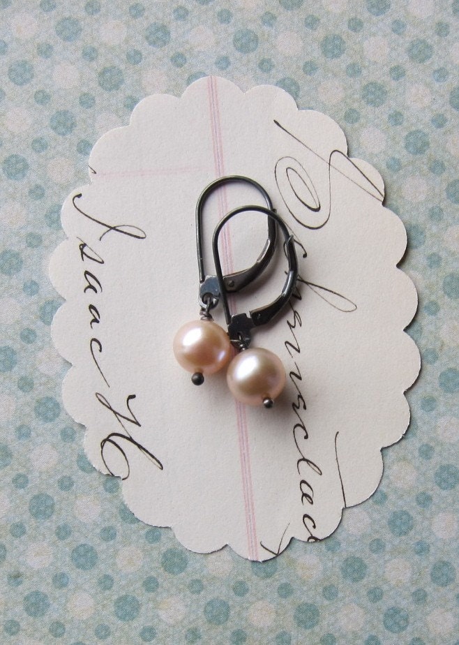 linnea earrings - pink pearl sterling