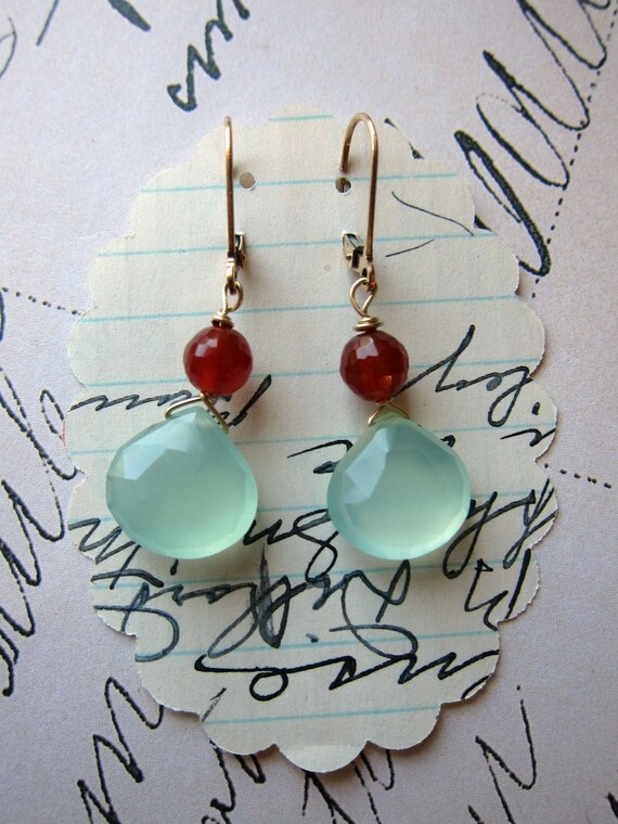 kayce earrings - chalcedony carnelion