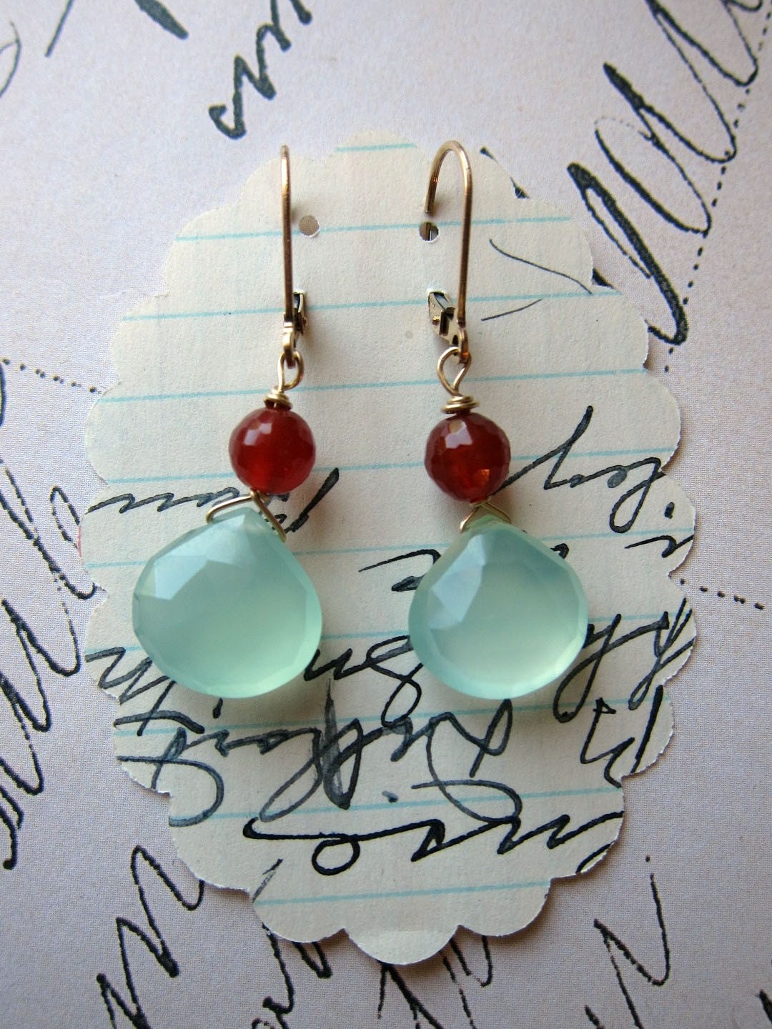 kayce earrings - chalcedony carnelion