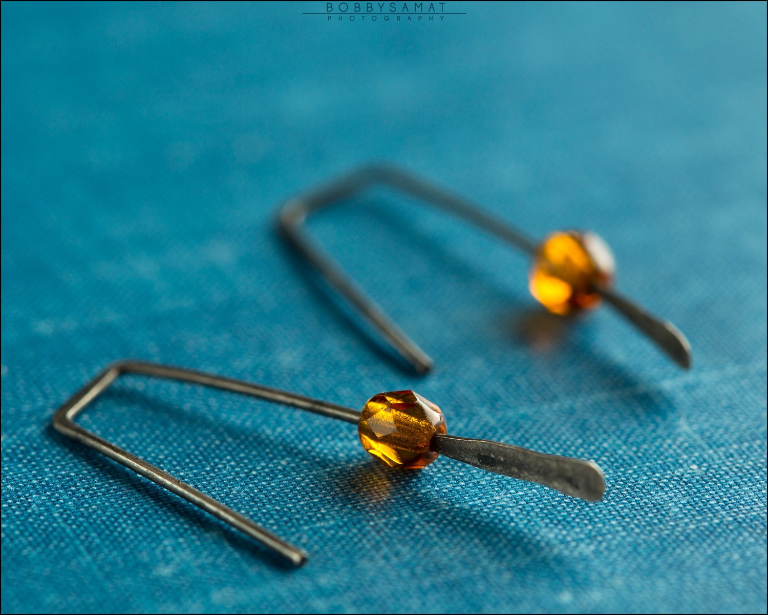 Oxidized Sterling Silver Paddle Hook Brown Crystal Earrings - Jewelry by Jason Stroud