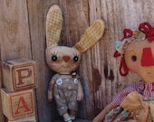 Monty, primitive style, coffee stained cloth bunny