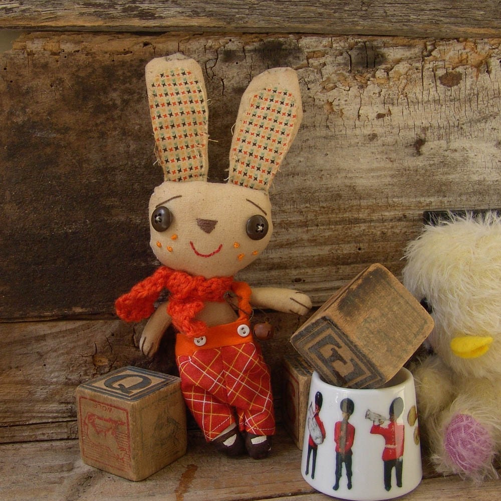 Primitive cloth doll, Cedric Bunny