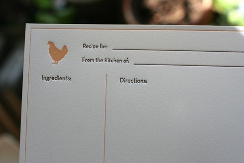 Letterpress Recipe Cards (Pack of 10) - Chicken