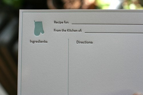 Letterpress Recipe Cards (Pack of 8) - Oven Mit