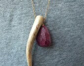 Ruby and antler tip necklace