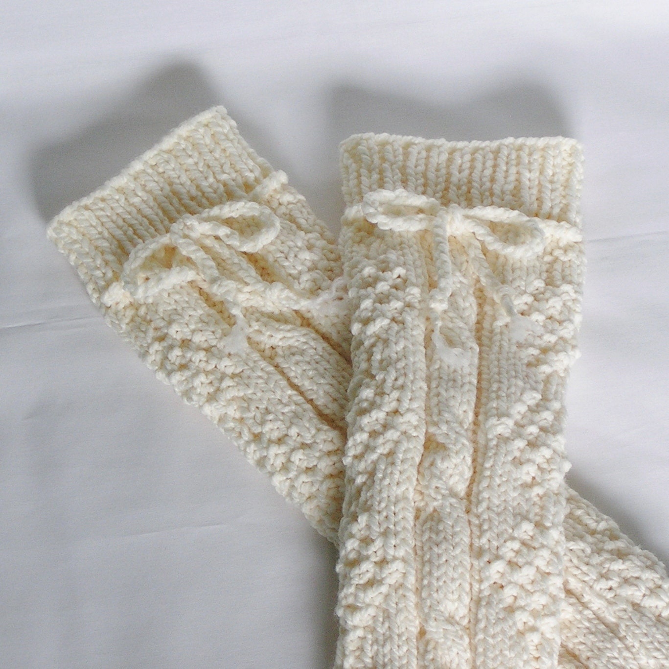 Womens Legwarmers MADE to ORDER Knitted in Cream, Ladies Small Medium