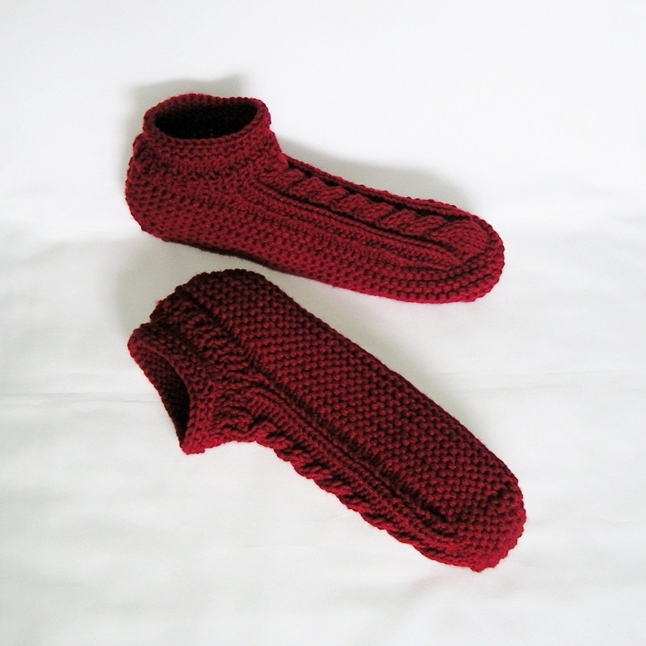 Mens MADE to ORDER Knitted Low Cuff Slippers, Choice of Color, Sizes