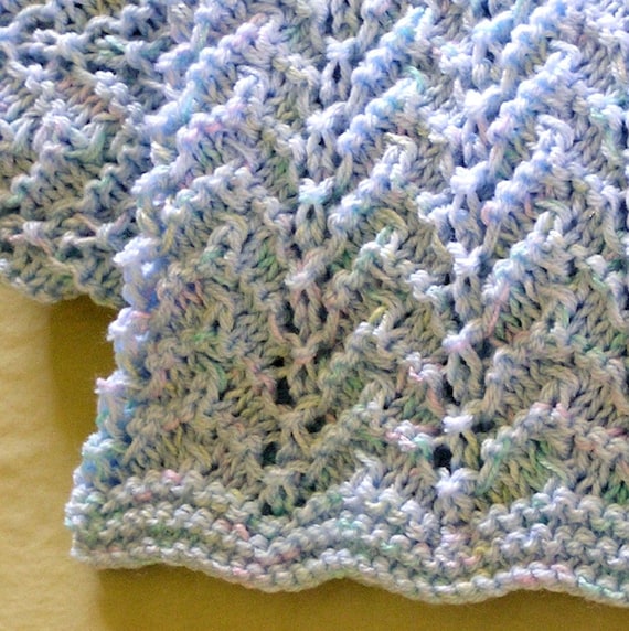 PDF Pattern for Hand Knitted Baby Afghan Chevron by