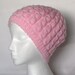 Womens Knitted Hat, Pink Cabled Helmet Beanie for Spring and Fall