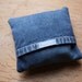 Love word pillow little cushion embroidered red ribbon lettering typography grey wool memake handmade home decor