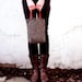 Tweed purse brown black tote bag tan leather handles recycled fabric memake fashion handmade handbag
