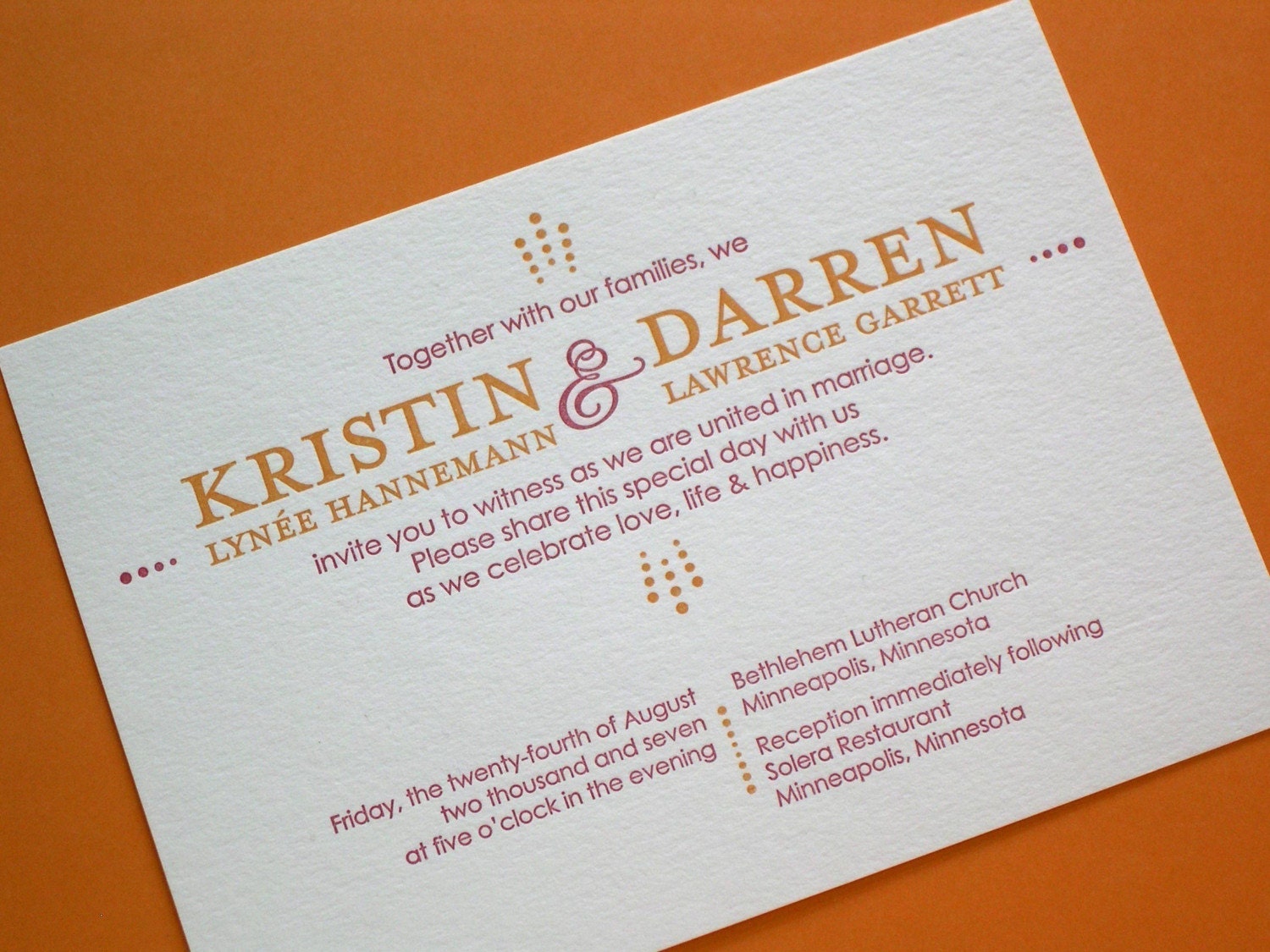 SAMPLE - Letterpress Modern Ornaments Wedding Invitation