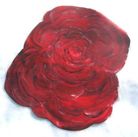 RED ROSE hand painted TablE ART mat SuPER sized