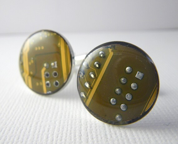 Circuit Cuff Links - Mustard Yellow