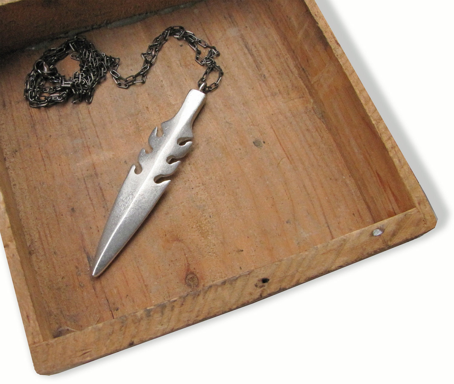 Arrowhead Harpoon Long Necklace Pendant - A Tribal Arrow in Brass and Metal Handmade by Queens Metal