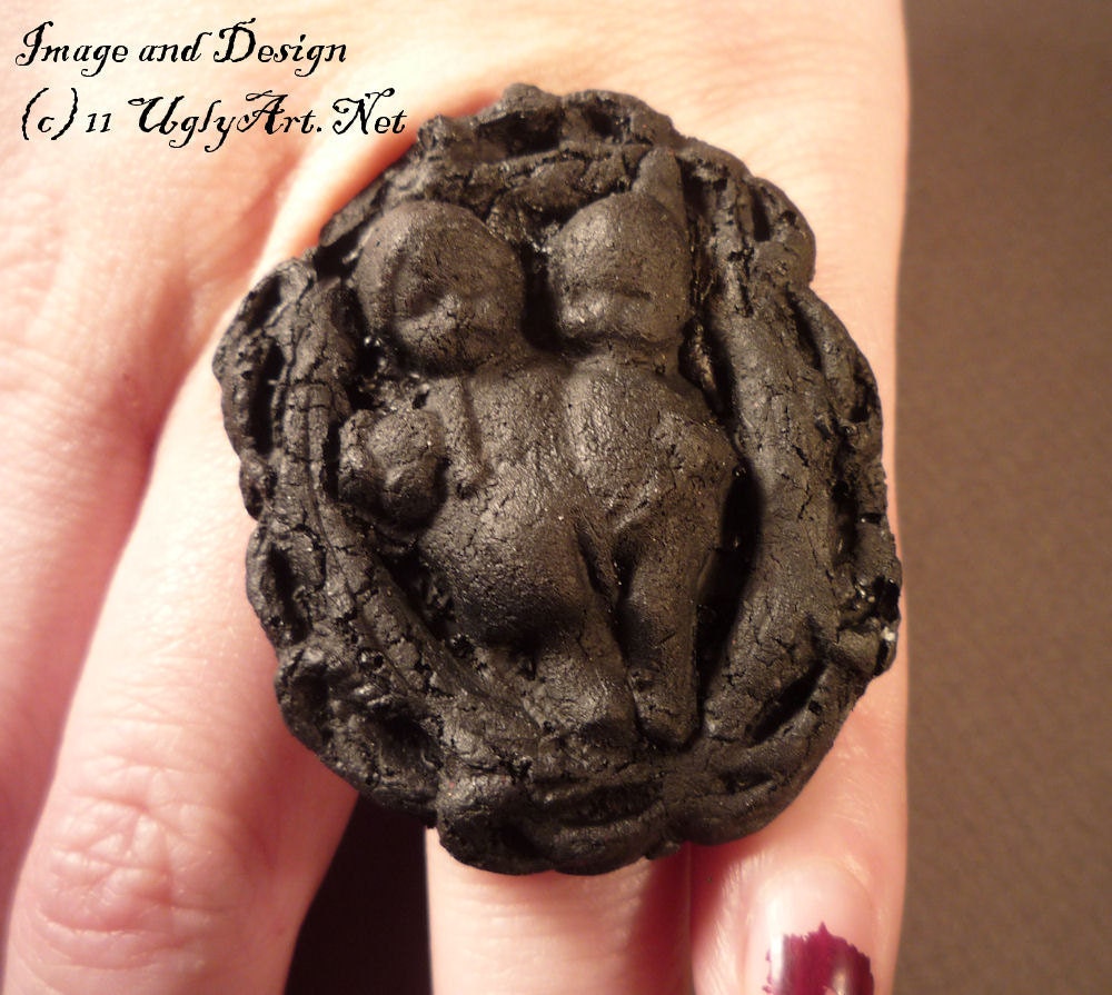 Black Resin Conjoined Twins Ring By Ugly Shyla