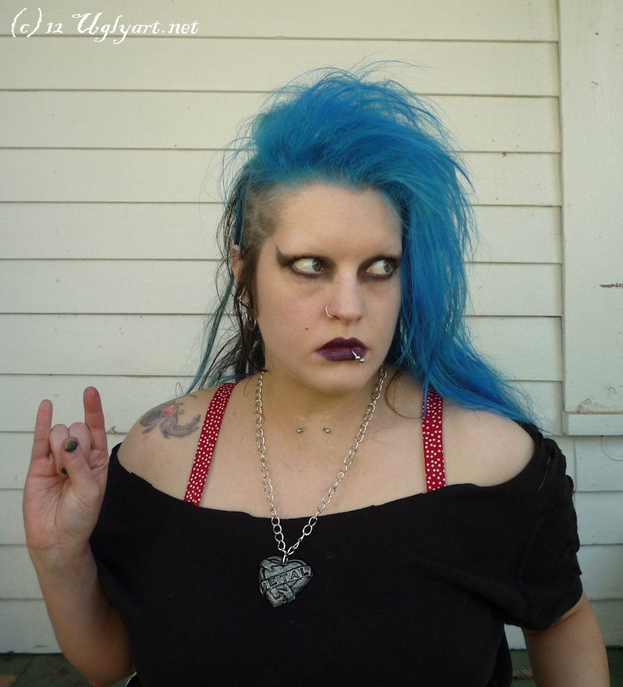 METAL Lover Tattoo Heart Banner Necklace by Ugly Shyla.