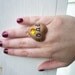 Pugs Gold Polymer Clay Ring bu Ugly Shyla