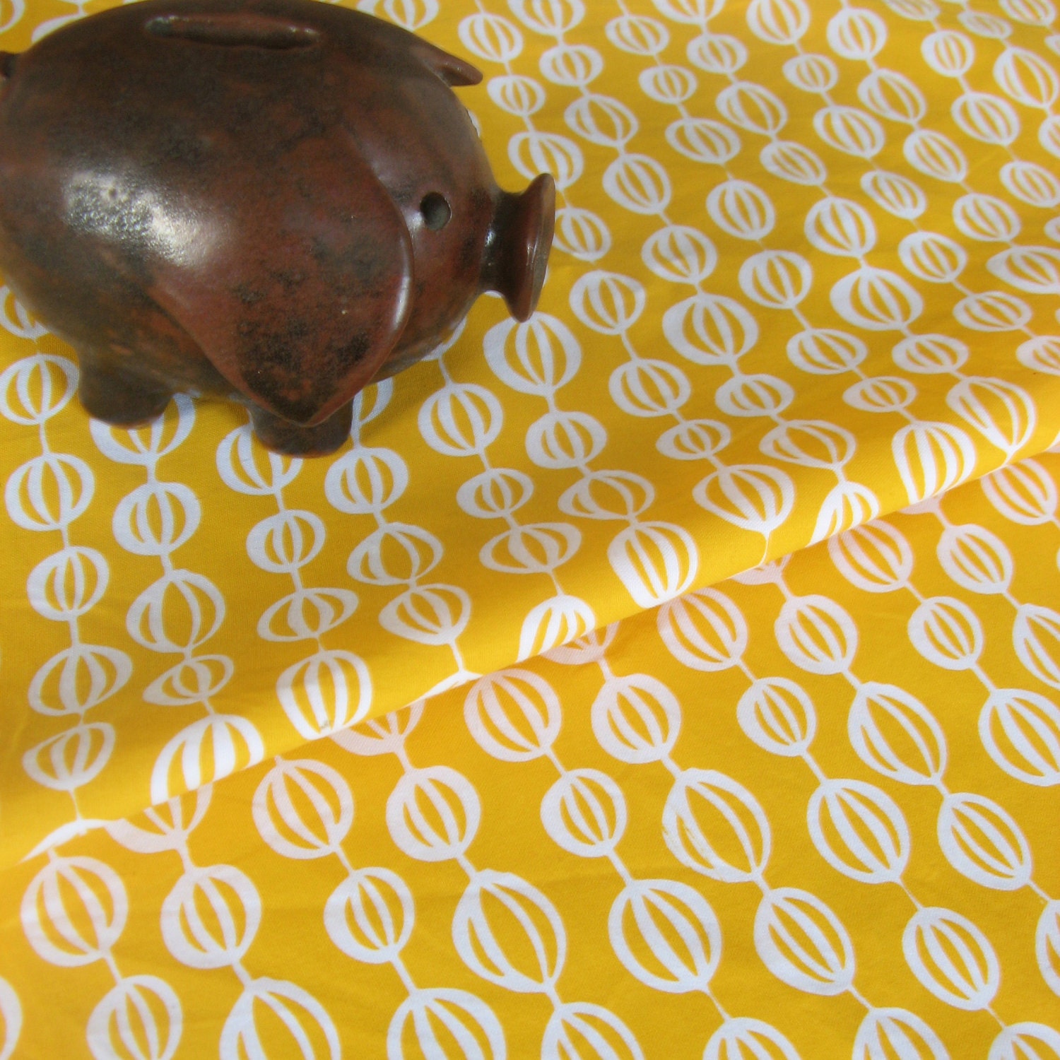 Seed Pod Fat Quarter in yellow on organic cotton