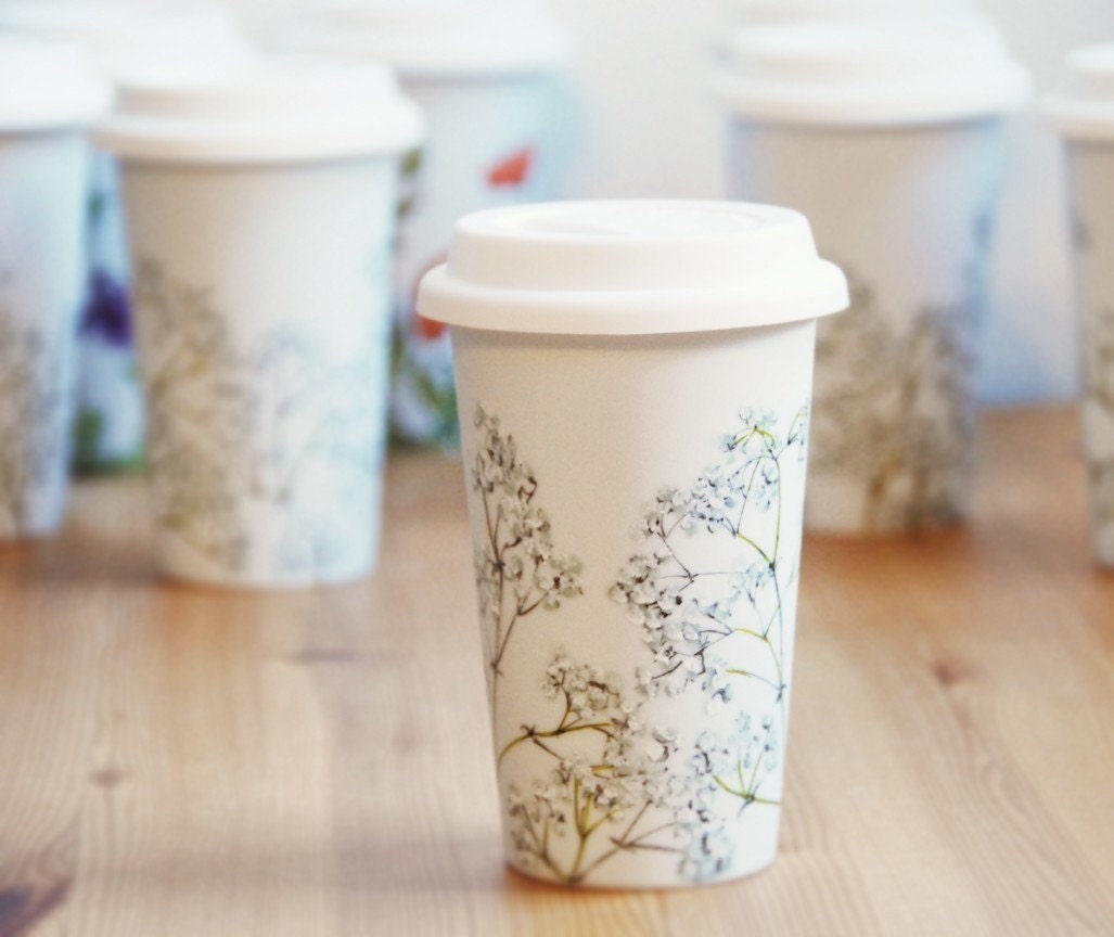 ceramic eco friendly travel mug - Babys Breath