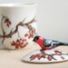 Hand Painted Tea Cup - Love Birds, Bullfinch