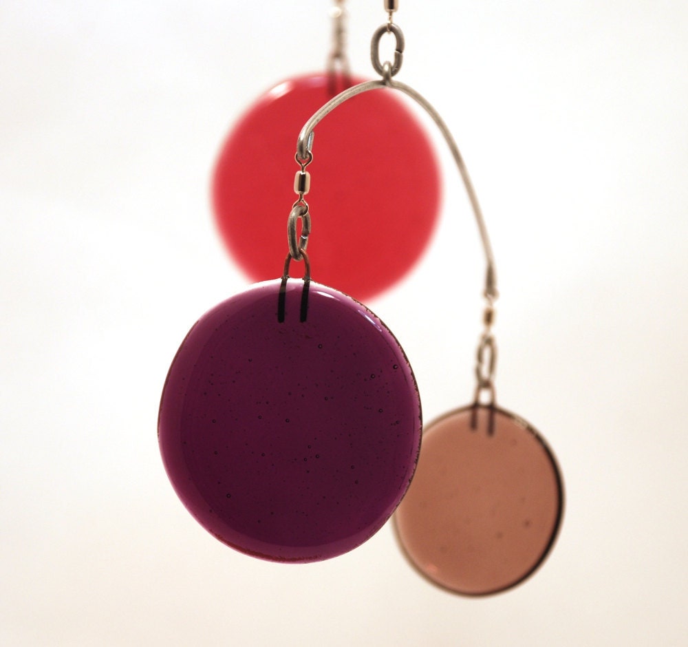 Glass Mobile - Purple Circles - approx 18inch