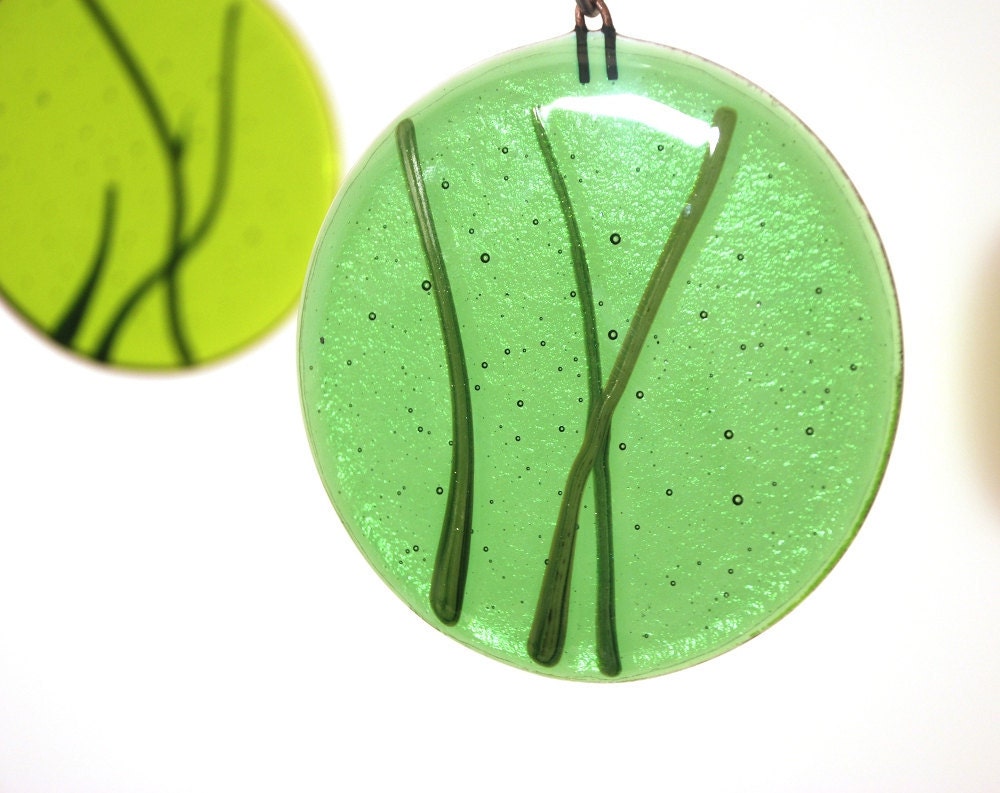 Green Glass Reeds Mobile - approx 3feet