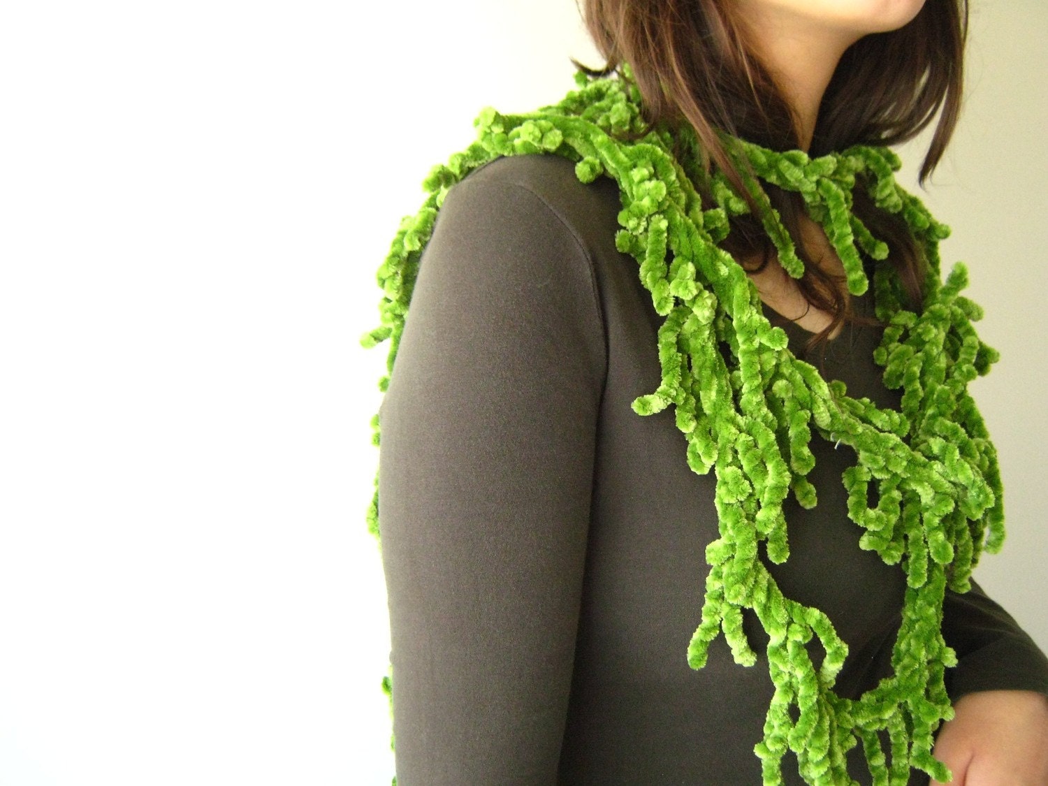 Green Soft Very long Scarf