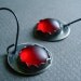 Grenadine. Glowing Red Vintage Lucite and Sterling Silver Earrings.