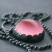 Cotton Candy. Glowing Pink Shines Against Dark Sterling Silver. Necklace.